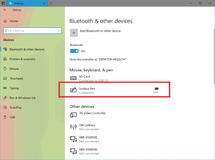 check keyboard and mouse battery level in Windows 10