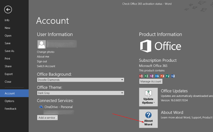 check office 365 or office 2016 activation status step (8)