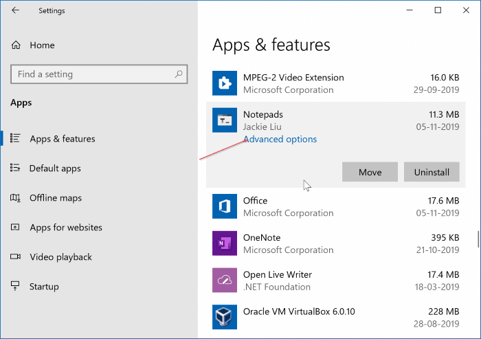 check version number of apps and programs in Windows 10 pic2