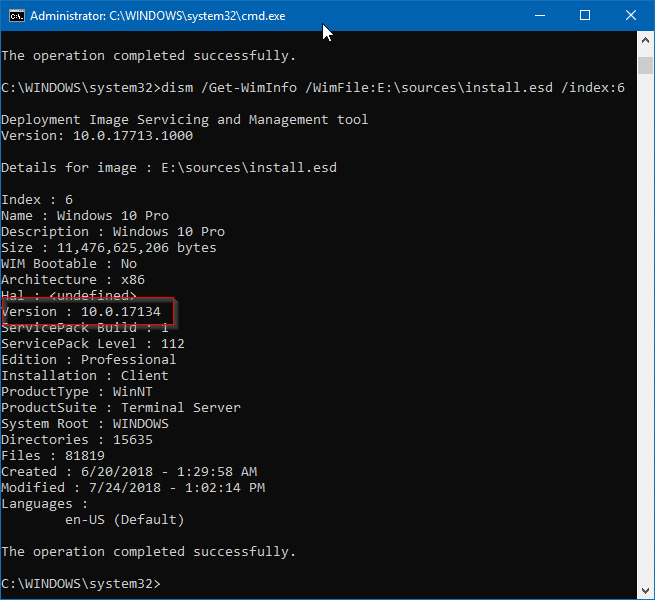 check windows 10 iso build number and edition pic1