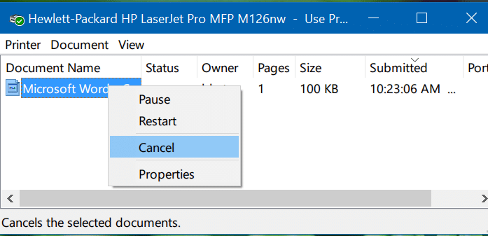 clear print queue in Windows 10 pic2