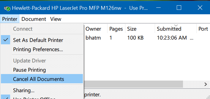 clear print queue in Windows 10 pic3