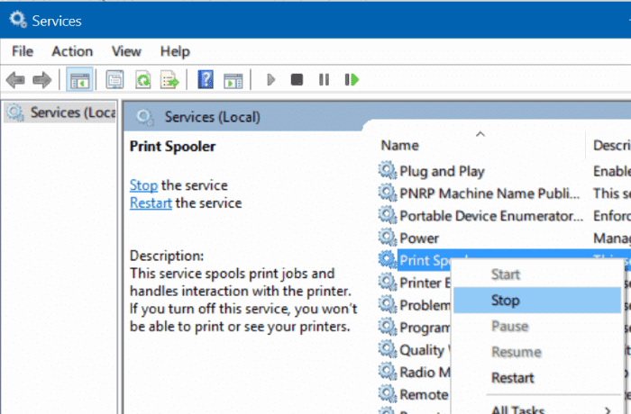 clear print queue in Windows 10 pic8