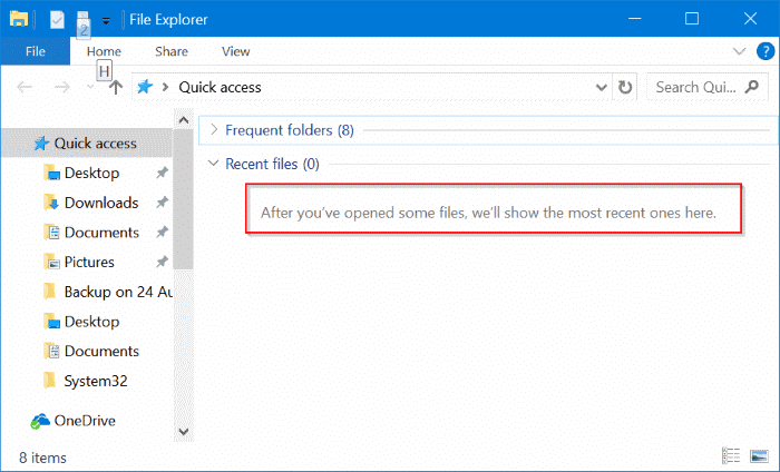 clear recent files from Windows 10 quick access pic4