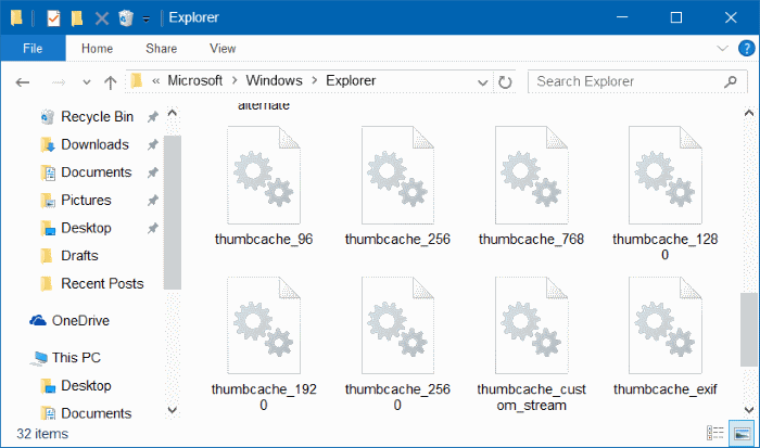 clear thumbnail cache in Windows 10