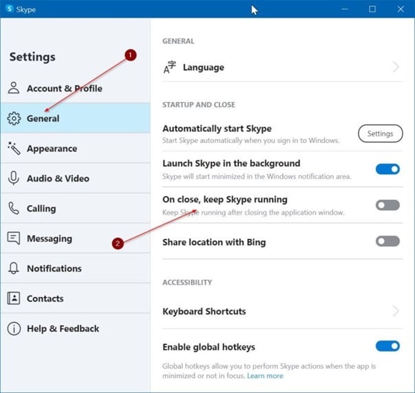 close skype when you click on the close button pic3