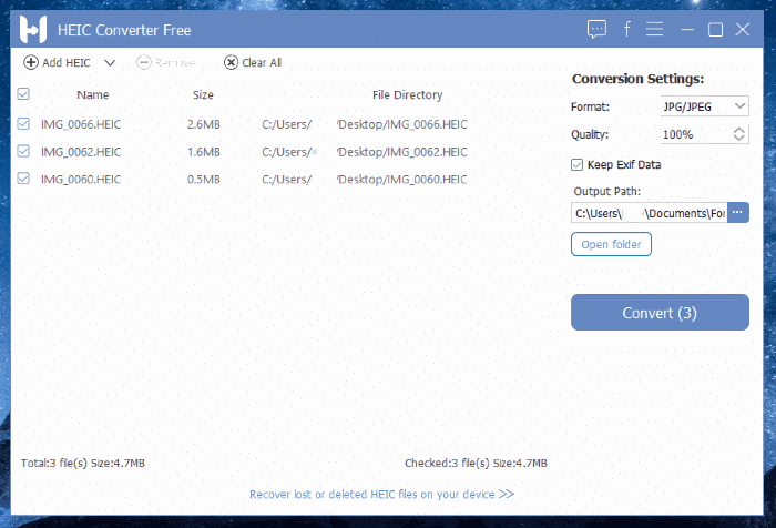convert HEIC to JPG OR PNG in Windows pic2