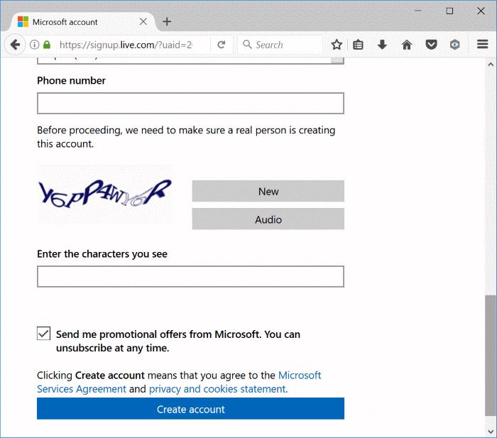 create a Microsoft account for Windows 10 pic2