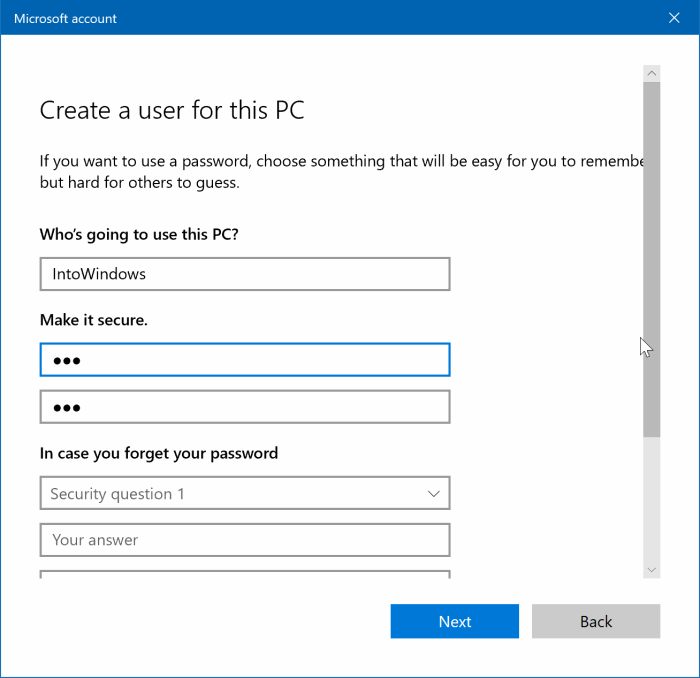create a local user account in Windows 10 pic4