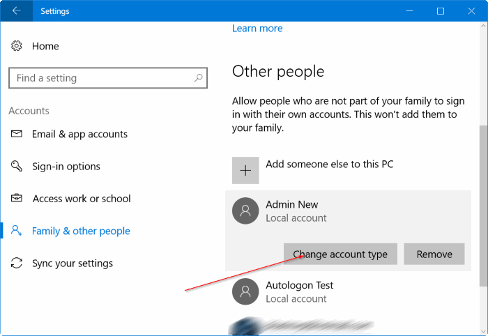 create a new administrator account in Windows 10 pic5