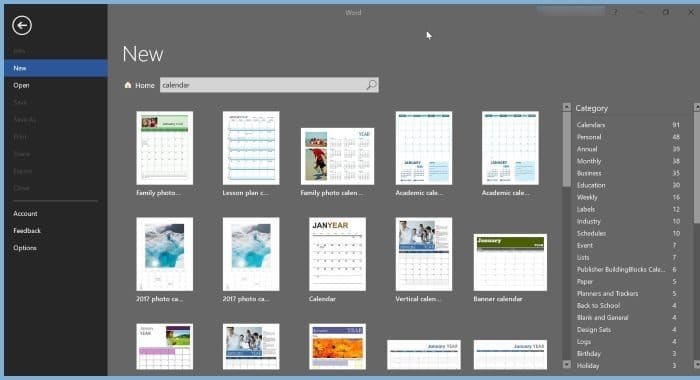 create calendar using Office Word or Excel pic2