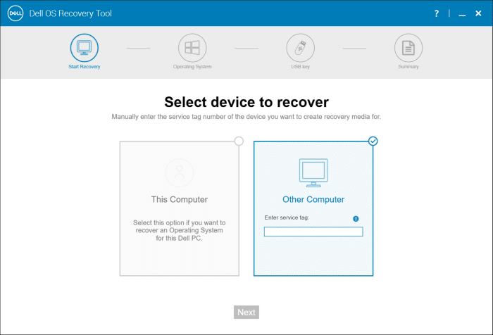 create dell Windows 10 usb recovery media pic3