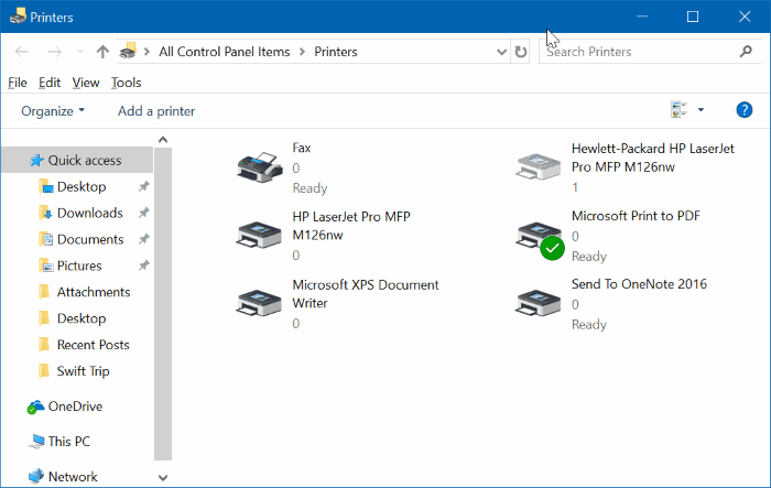 create desktop shortcut for printers folder in Windows 10 pic02