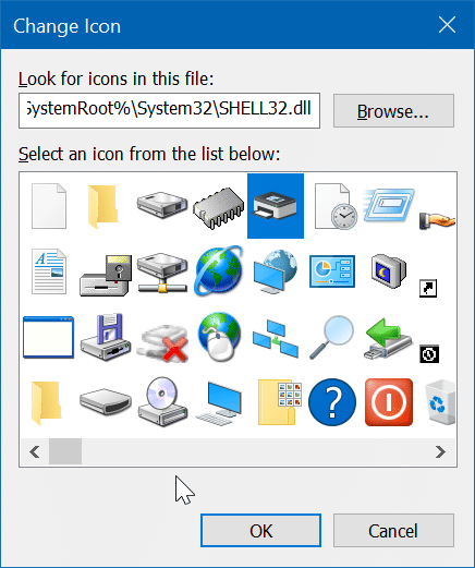 create desktop shortcut for printers folder in Windows 10 pic6