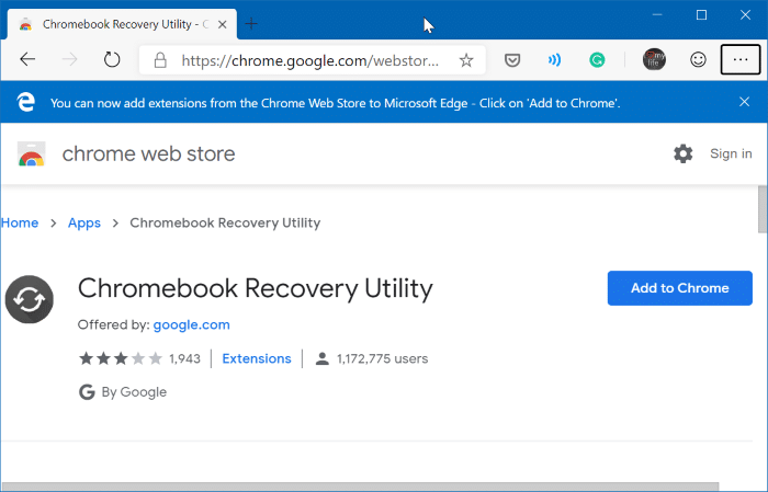 create google chrome recovery drive on Windows 10 pic1