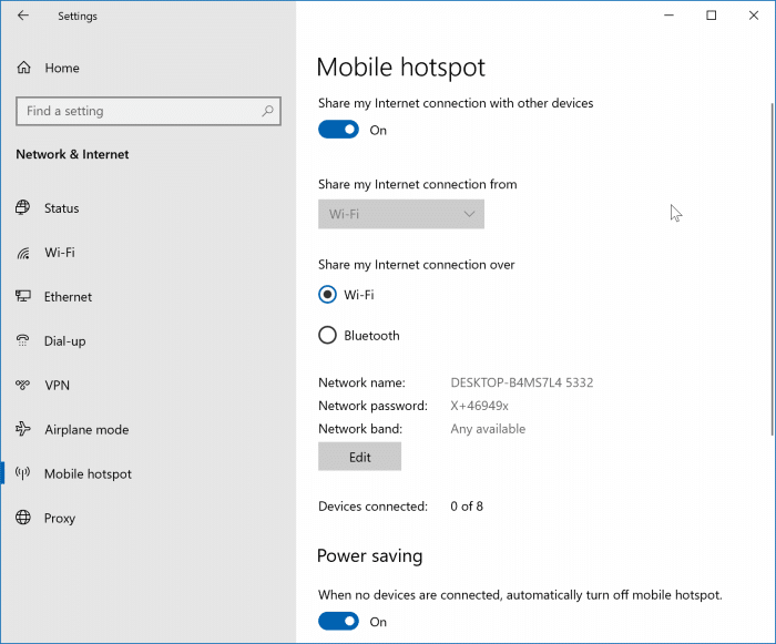 create mobile hotspot in Windows 10 pic01