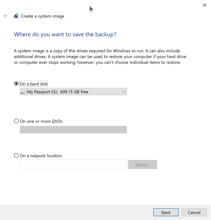create system image backup in Windows 10 pic3