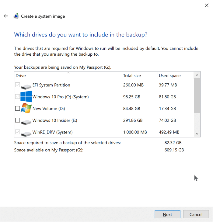 create system image backup in Windows 10 pic4