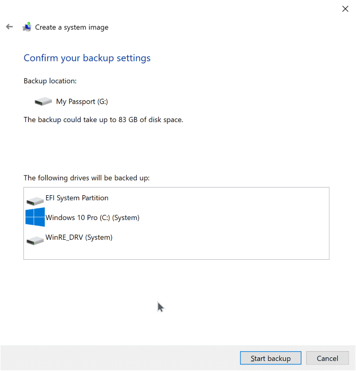 create system image backup in Windows 10 pic5