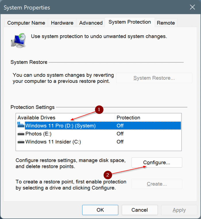 create system restore point in Windows 11 pic9.1