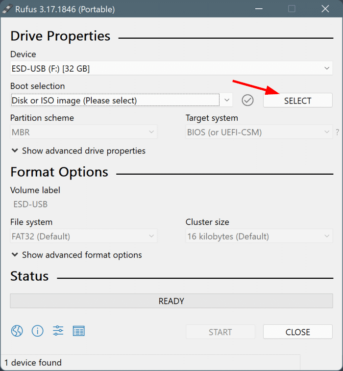 create windows 11 bootable USB with Rufus pic1