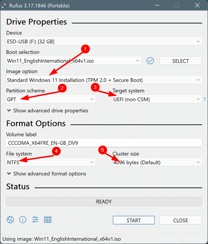 create windows 11 bootable USB with Rufus pic2