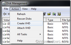 create and attach vhd