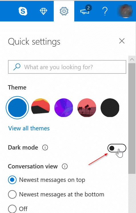dark mode in outlook.com pic2