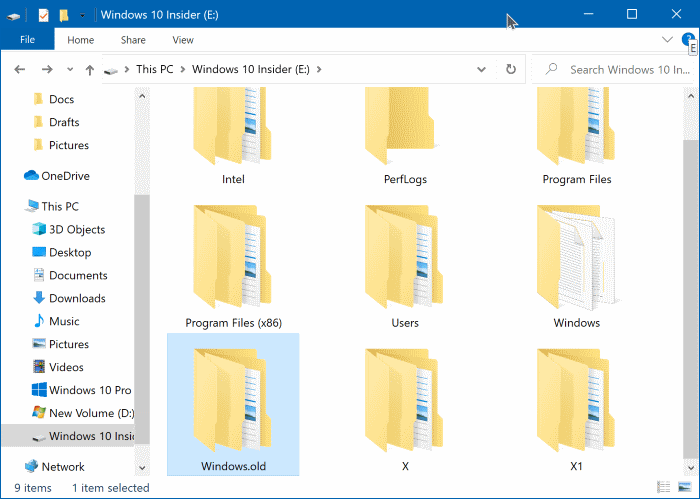 delete windows.old folder in Windows 10
