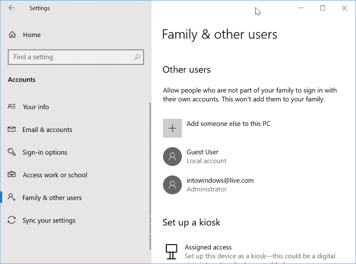 delete a Microsoft account from Windows 10 pic2.1