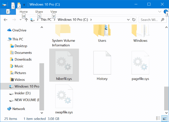 delete hiberfil.sys file in Windows 10 pic1