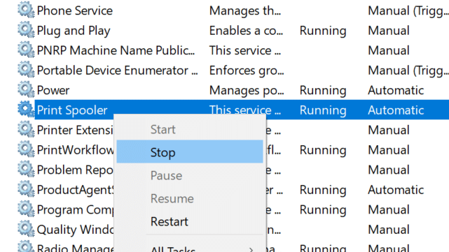 delete print queue documents in Windows 10 pic2