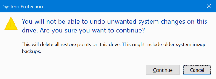 delete restore points in Windows 10 pic3.1
