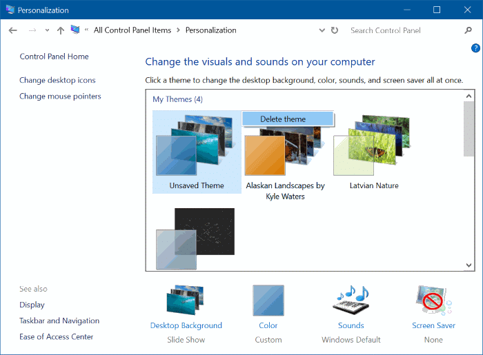 delete themes in Windows 10 pic3