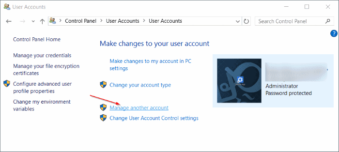 delete user account in Windows 10 step7