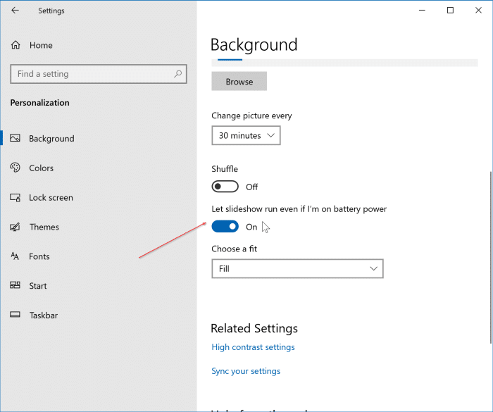 desktop background slideshow is not working in Windows 10 pic1