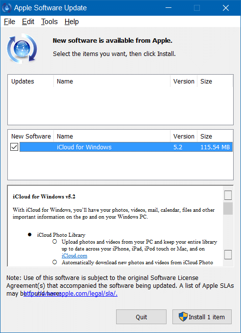 disable apple software update screen in Windows 10 step1