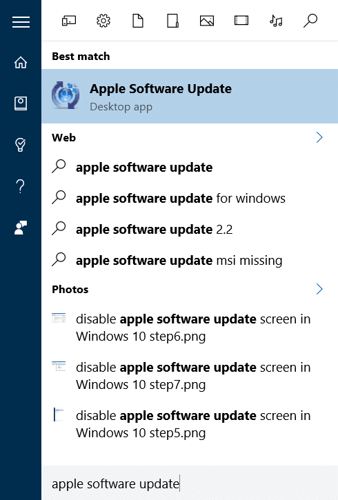 disable apple software update screen in Windows 10 step4.1