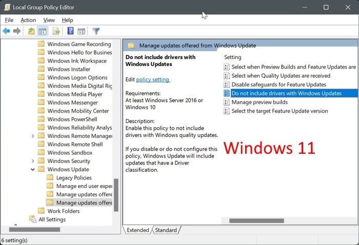 disable auto driver updates in Windows 11 pic01