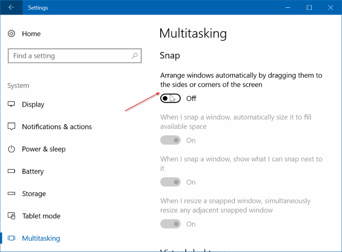 disable auto window resizing in windows 10 pic1