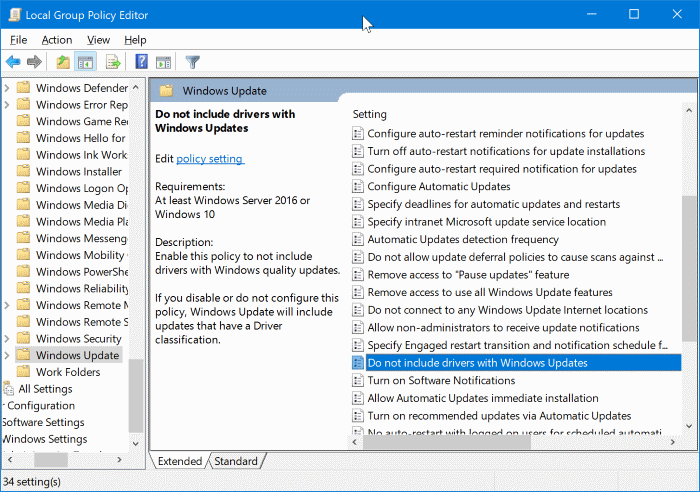 disable automatic driver updates in Windows 10 pic2