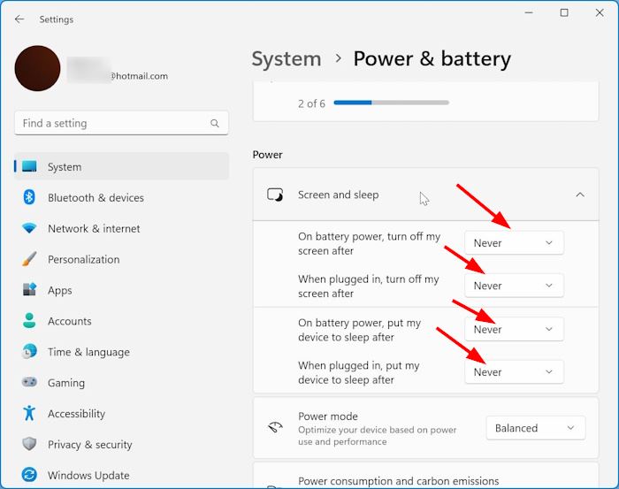 disable sleep mode in Windows 11 pic1