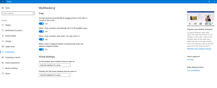 disable videos in the settings app in windows 10