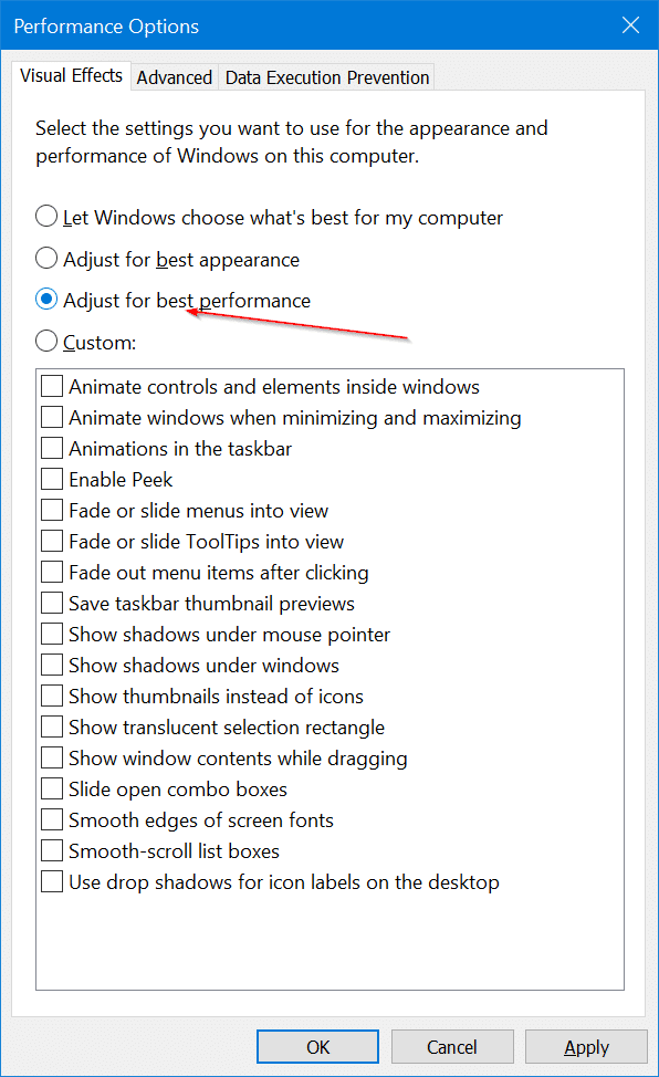 disable visual effects in Windows 10 pic3