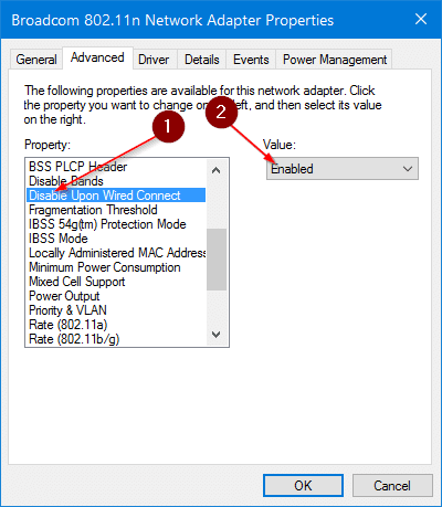 disable wifi when ethernet cable is connected in Windows 10 pic6