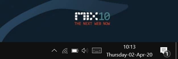 display day of week on the Windows 10 taskbar pic01