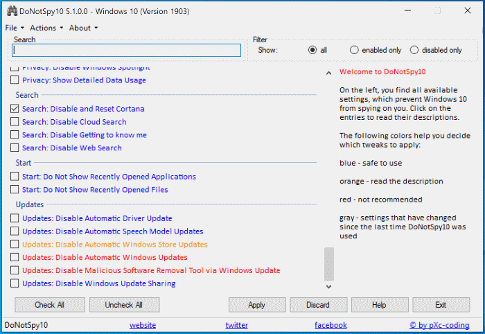 donotspy10 stop Windows 10 from spying on you