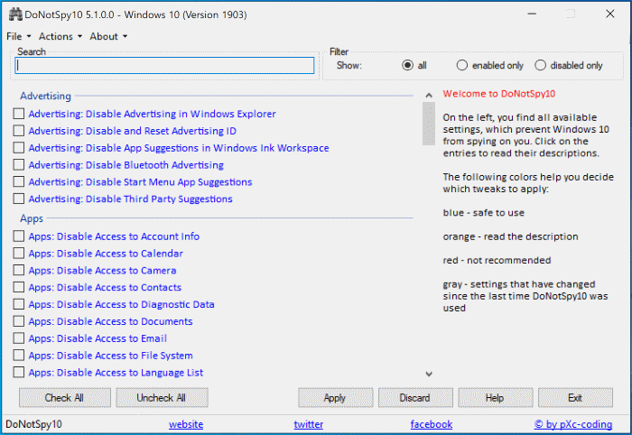 donotspy10 stop Windows 10 from spying on you