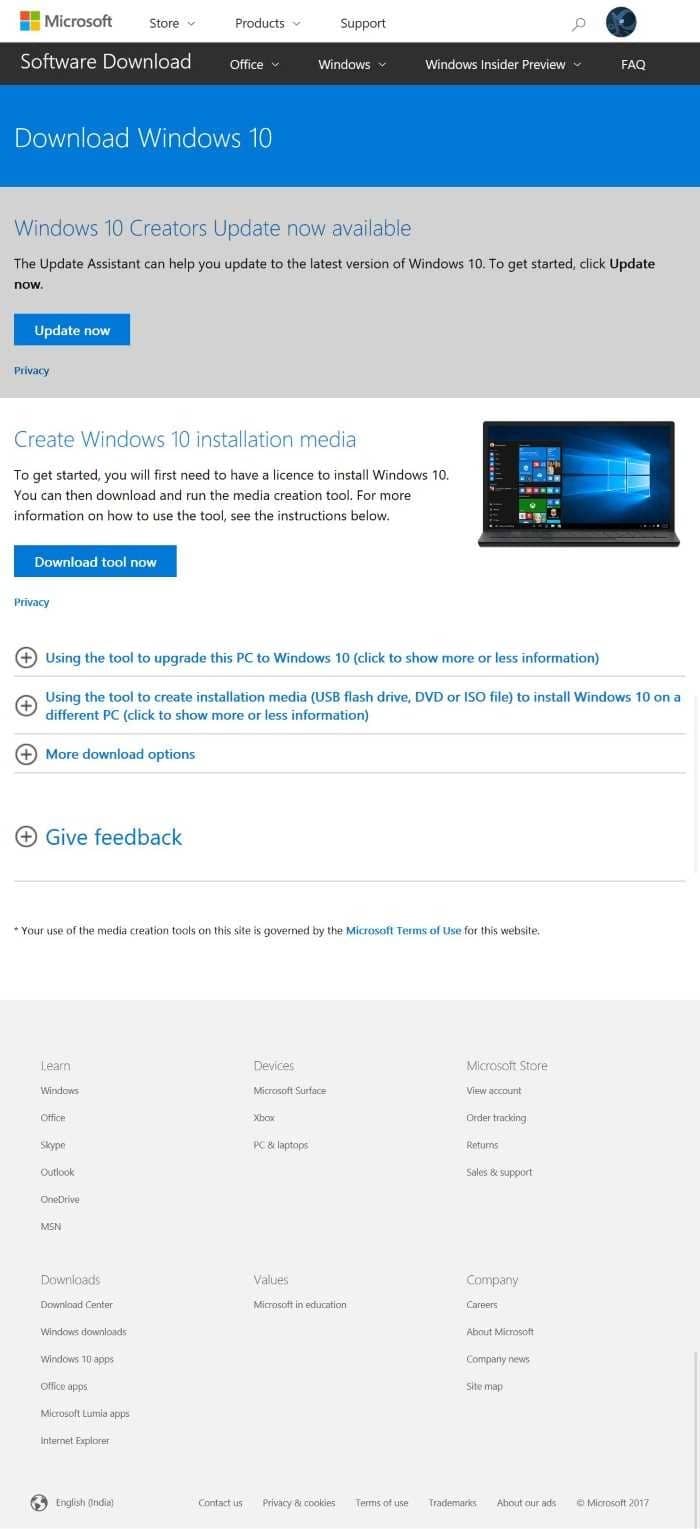 download Windows 10 ISO without media creation tool pic1