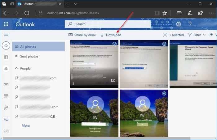 download all sent and received photos in outlook.com pic4